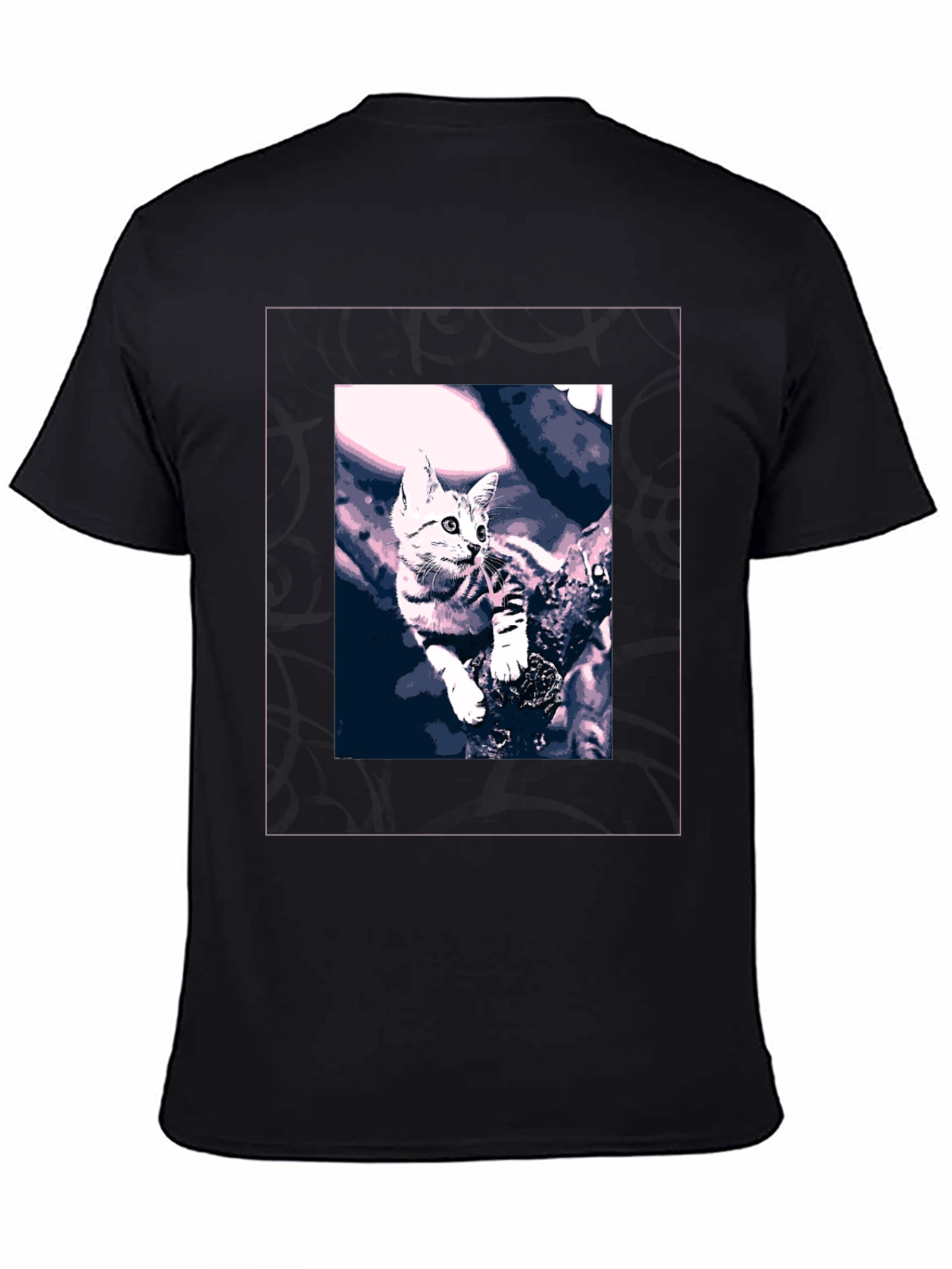 Cute Kitten Graphic Black T-Shirt