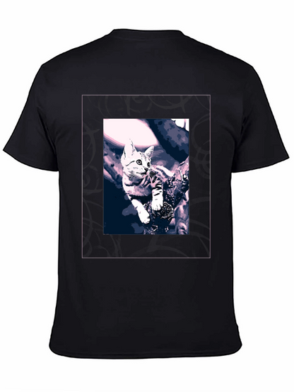 Cute Kitten Graphic Black T-Shirt