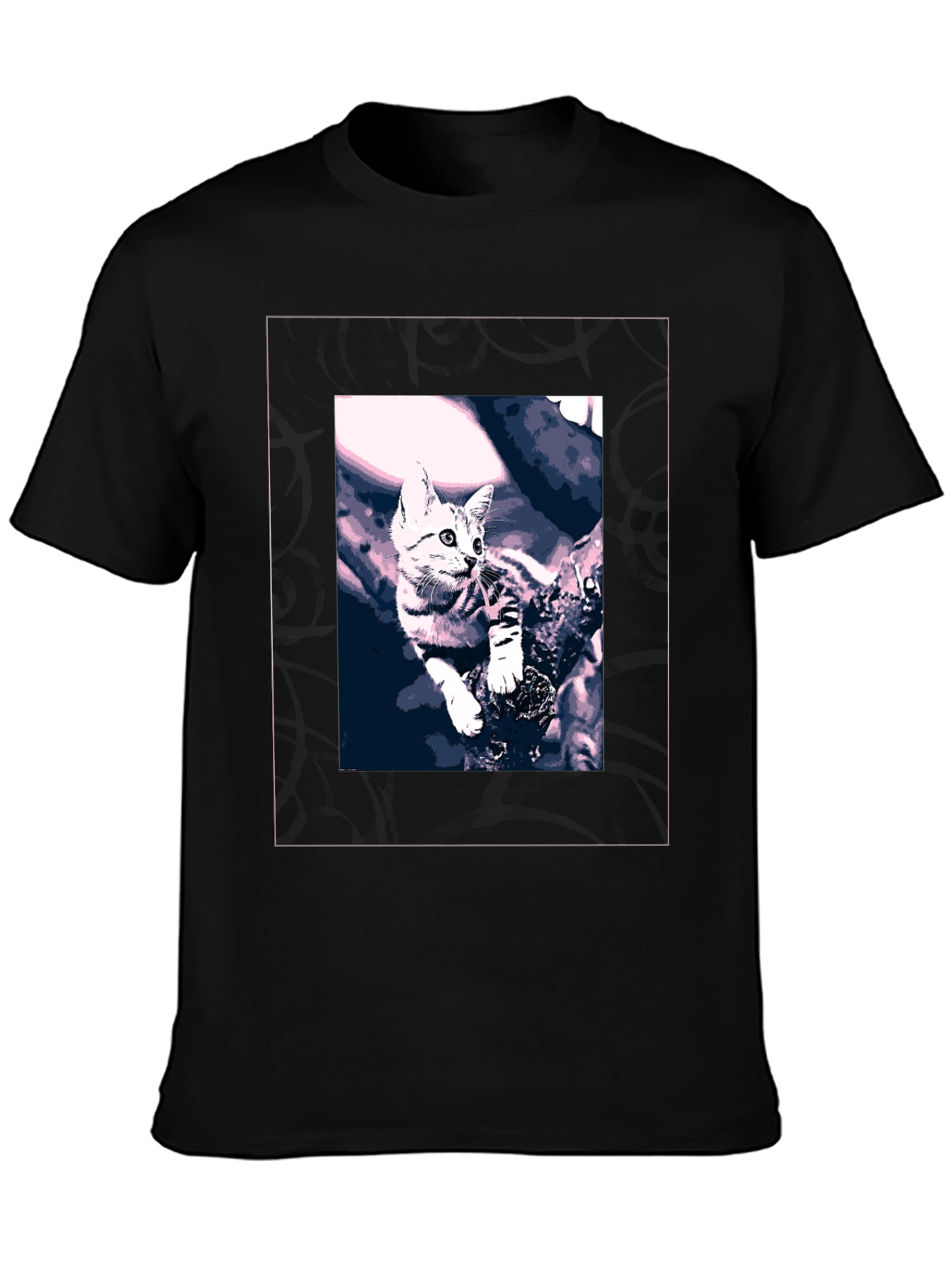 Cute Kitten Graphic Black T-Shirt