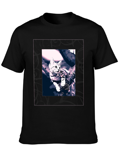 Cute Kitten Graphic Black T-Shirt
