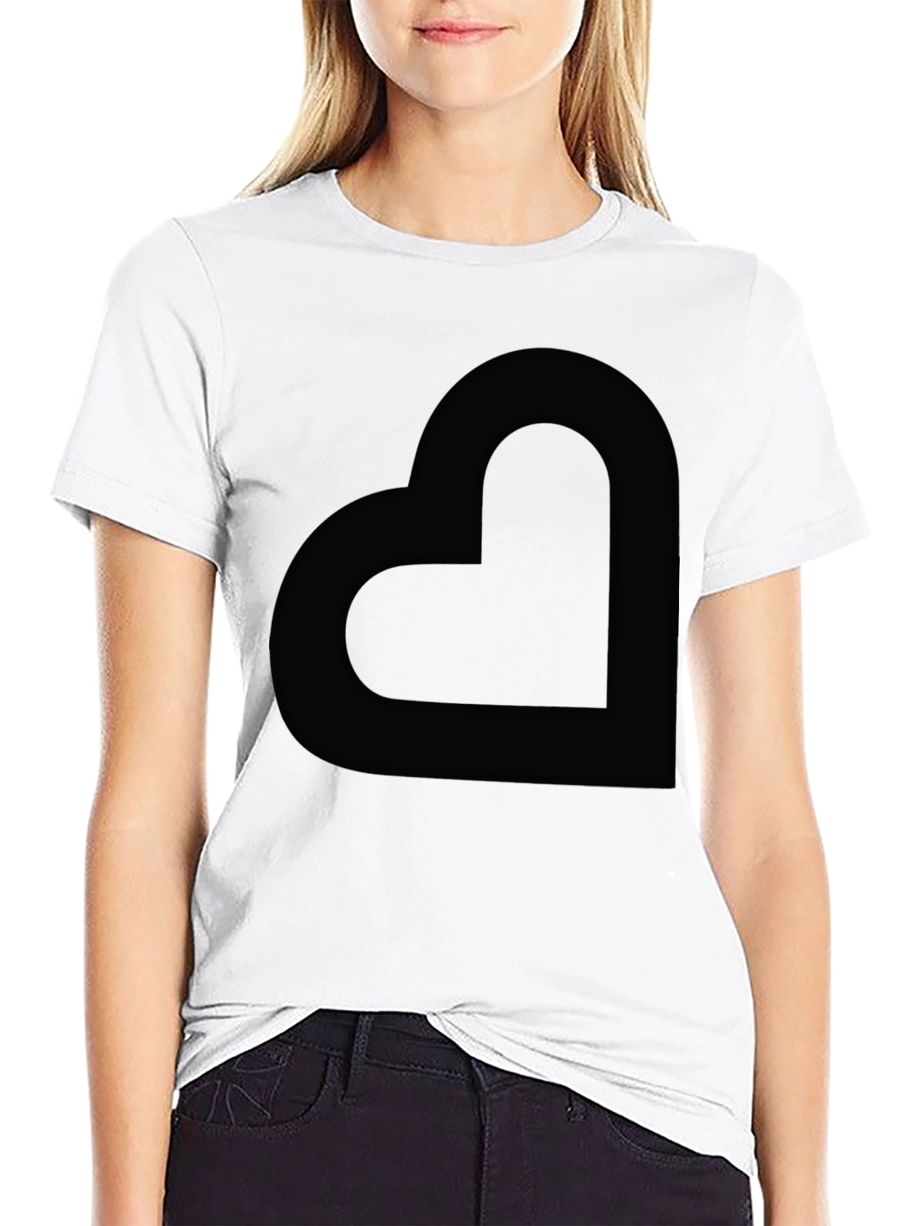Modern Black Heart Graphic Tee - Casual Style