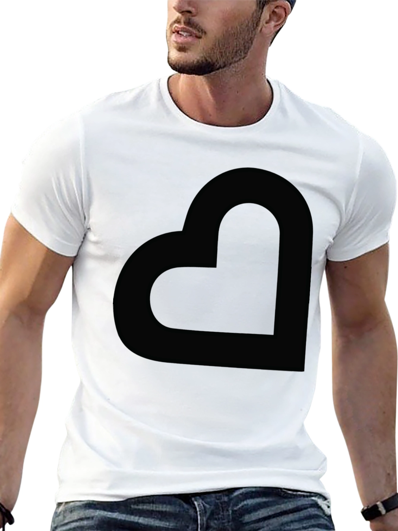 Modern Black Heart Graphic Tee - Casual Style