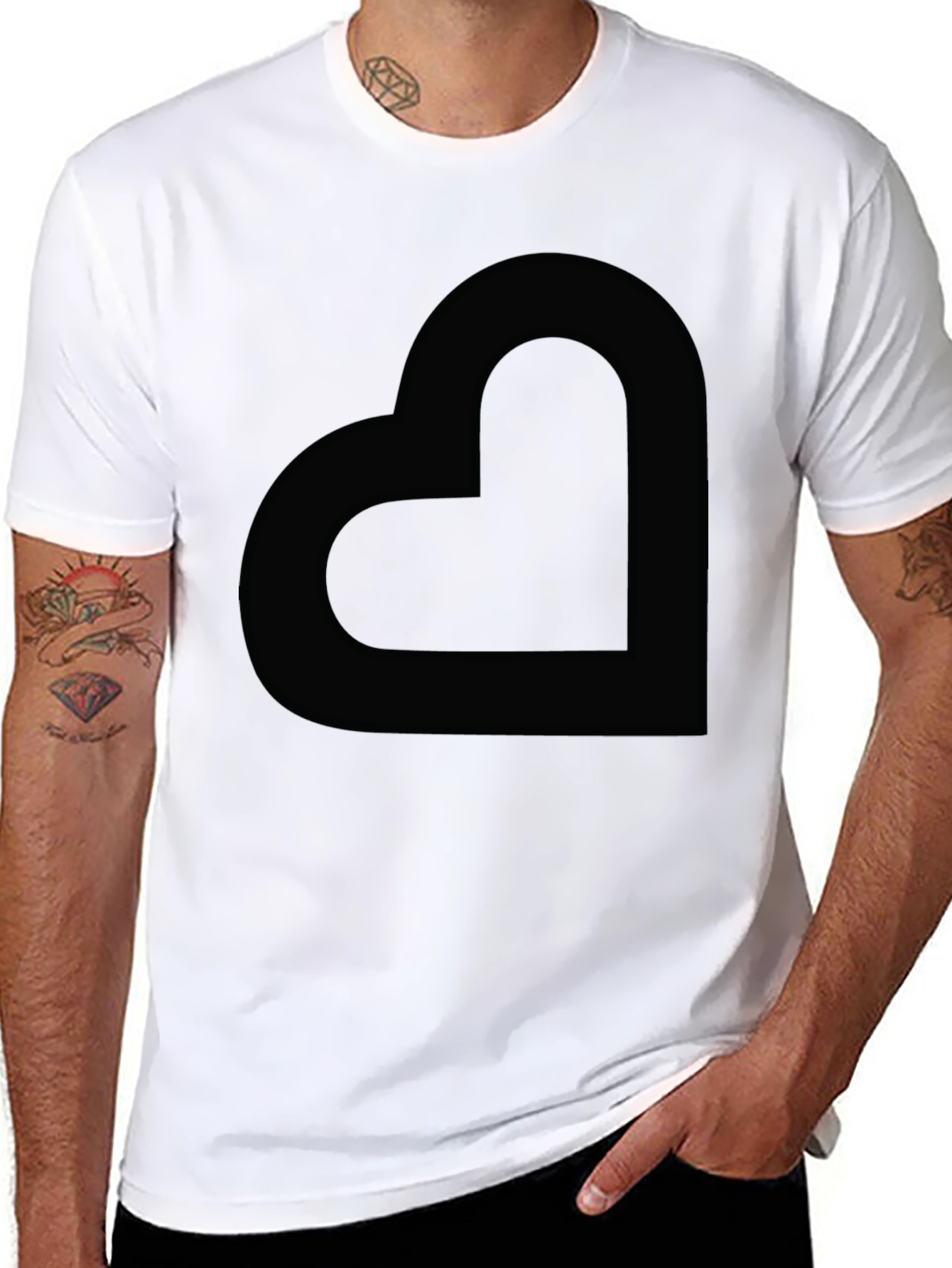 Modern Black Heart Graphic Tee - Casual Style