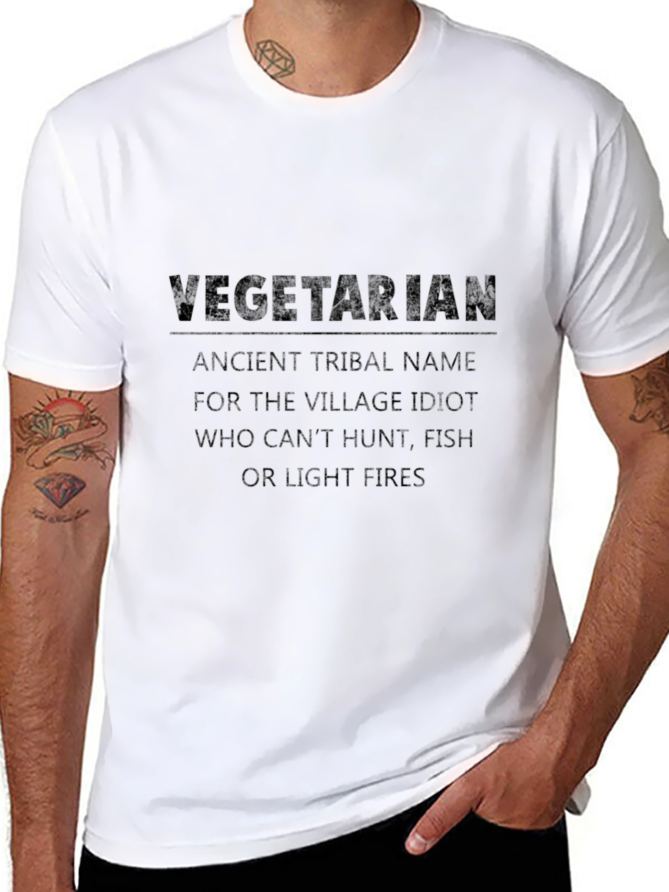 Vegetarian Village Idiot Graphic T-Shirt