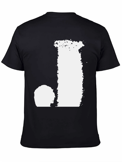 Black T-Shirt with Distressed Letter Graphic