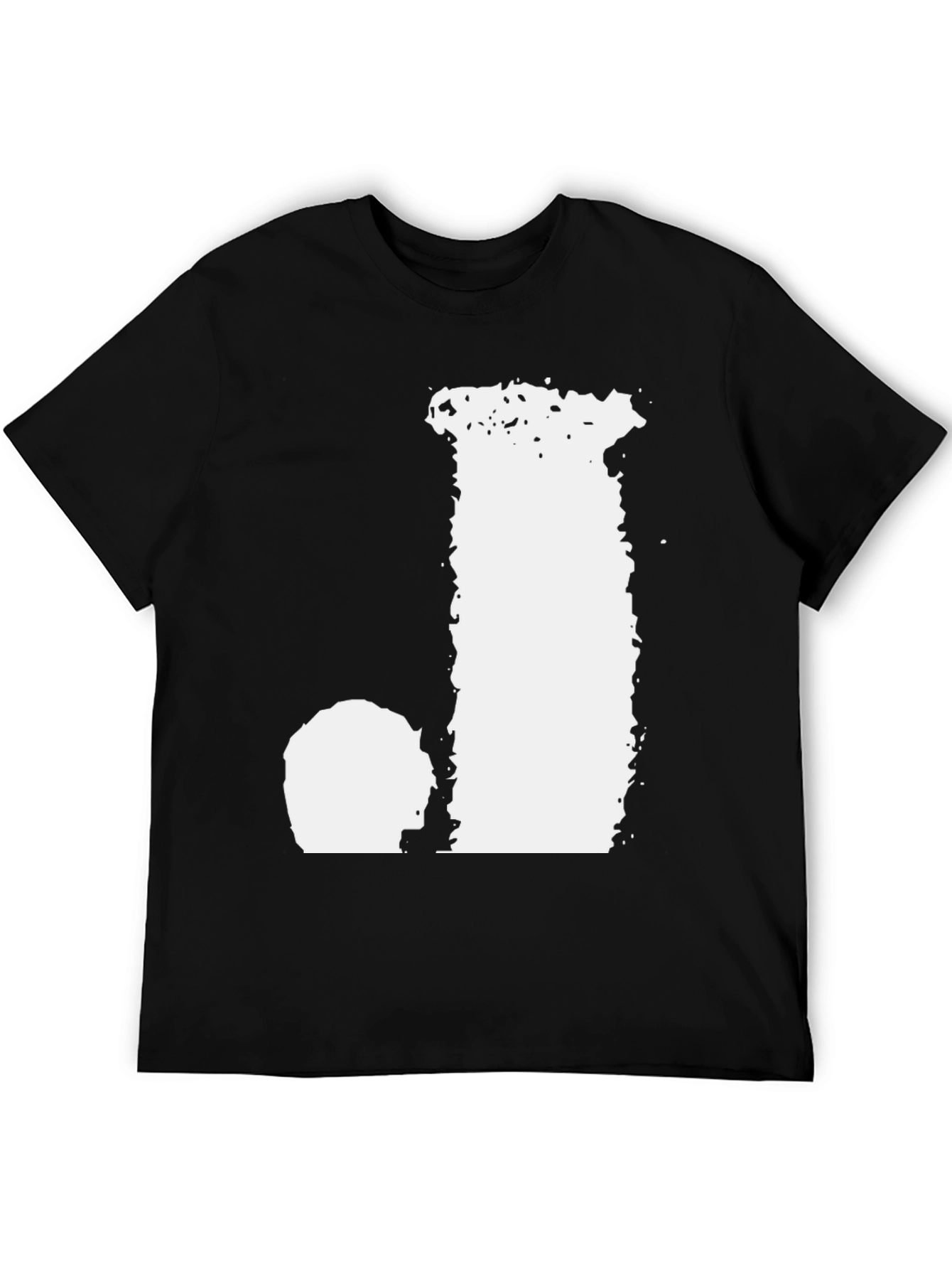 Black T-Shirt with Distressed Letter Graphic