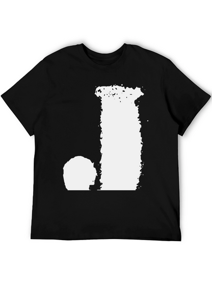 Black T-Shirt with Distressed Letter Graphic
