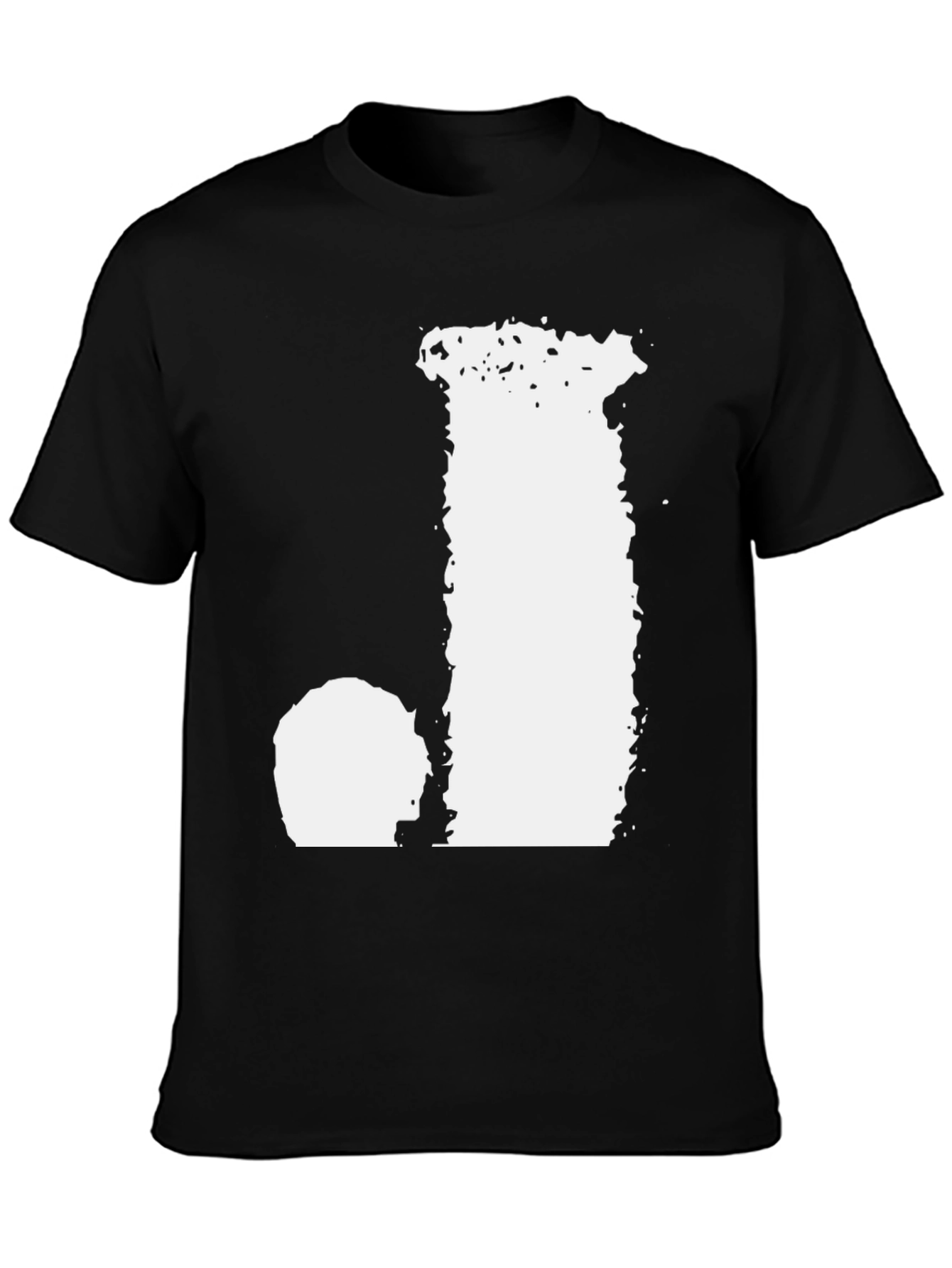 Black T-Shirt with Distressed Letter Graphic