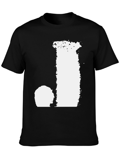 Black T-Shirt with Distressed Letter Graphic