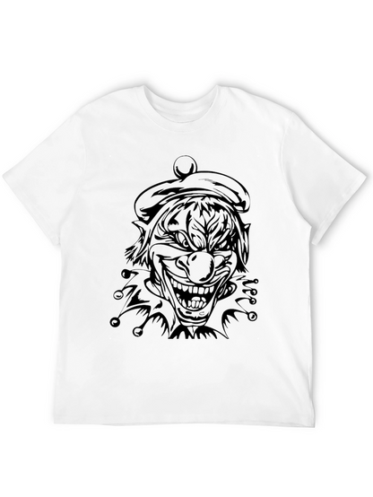 Mens Black Clown Graphic Tee - Scary Jester Shirt