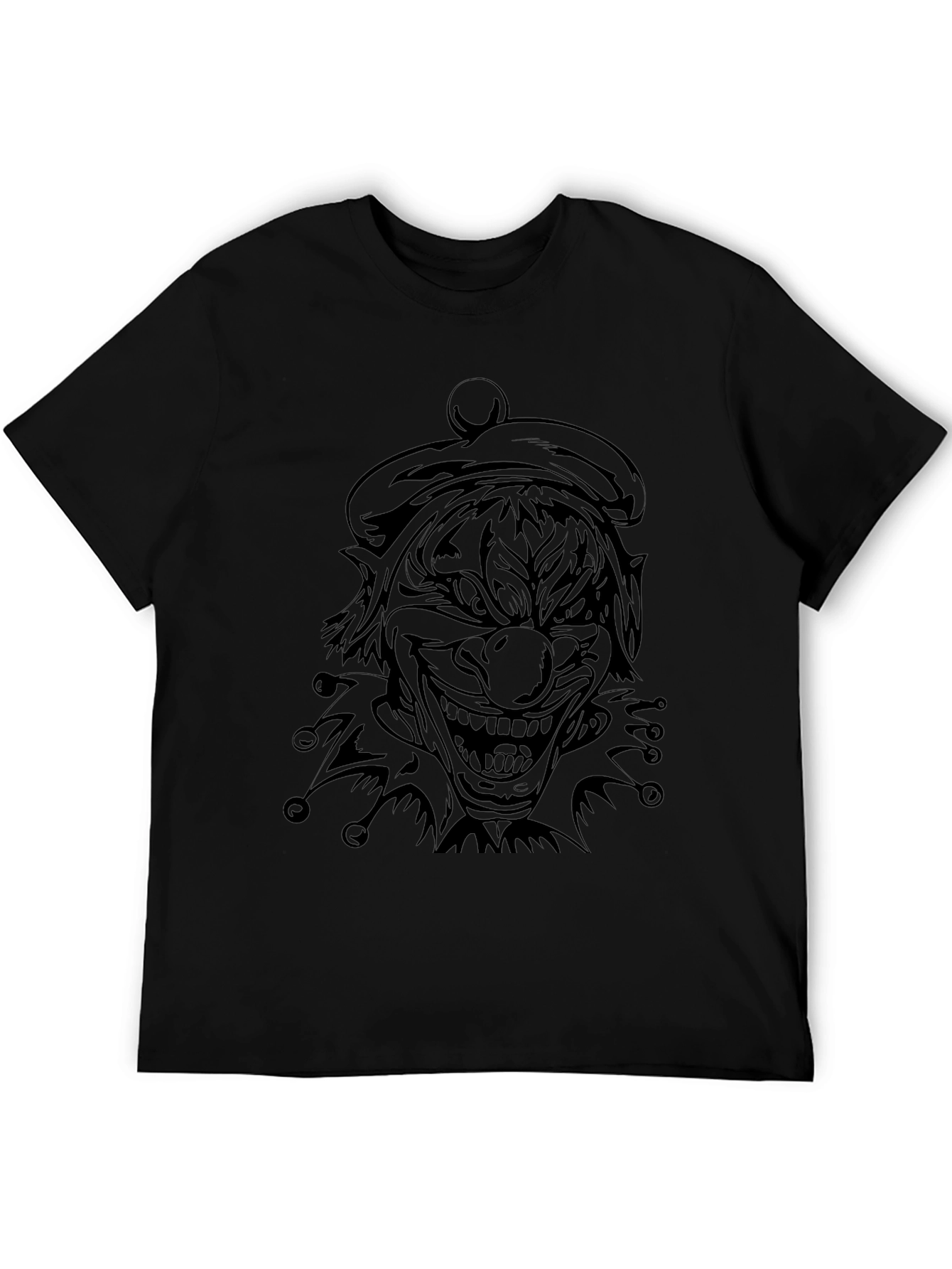 Mens Black Clown Graphic Tee - Scary Jester Shirt