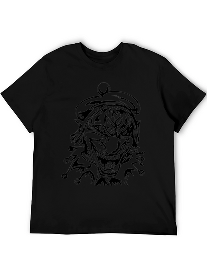 Mens Black Clown Graphic Tee - Scary Jester Shirt