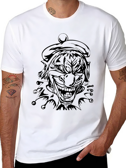 Mens Black Clown Graphic Tee - Scary Jester Shirt