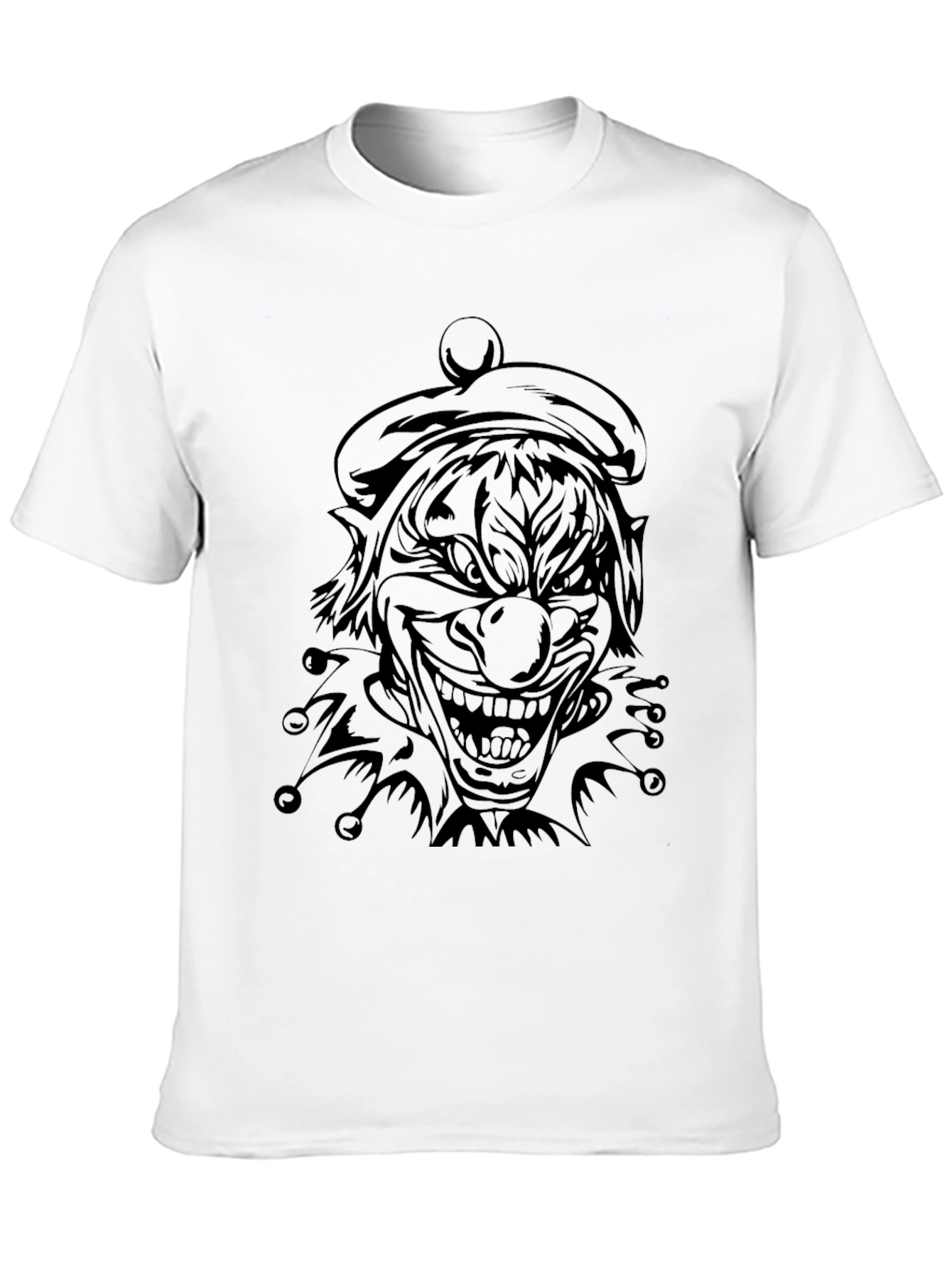Mens Black Clown Graphic Tee - Scary Jester Shirt