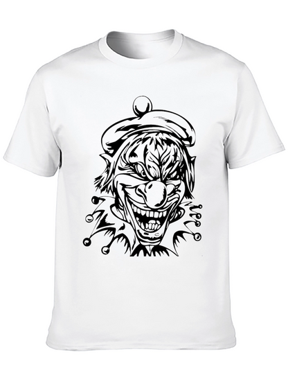 Mens Black Clown Graphic Tee - Scary Jester Shirt