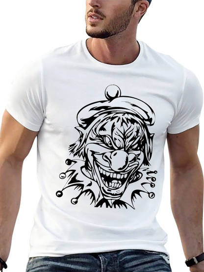 Mens Black Clown Graphic Tee - Scary Jester Shirt