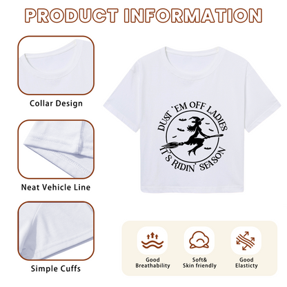 Witch Ridin Season Halloween Witch Graphic Crop Top