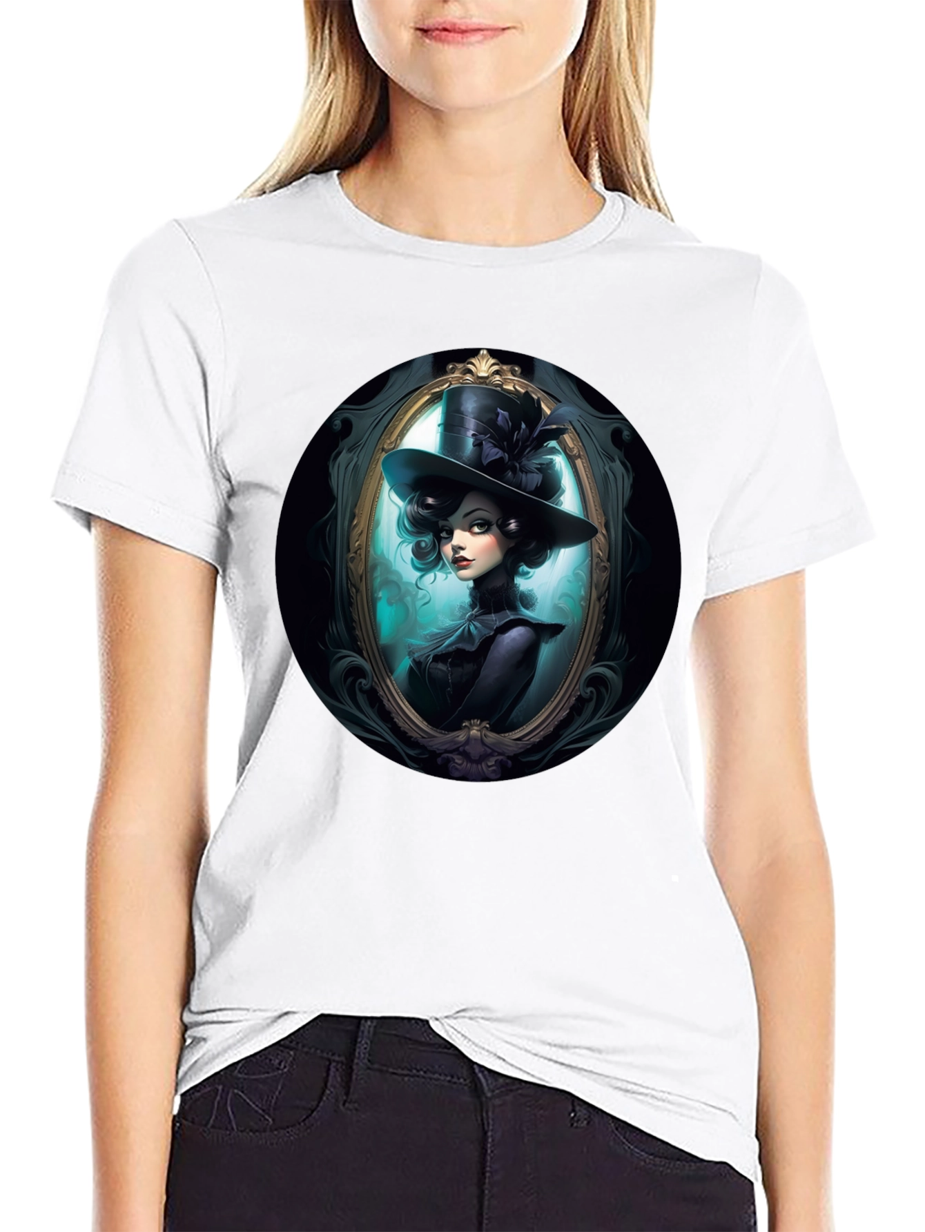 Elegant Victorian Lady T-Shirt - Black