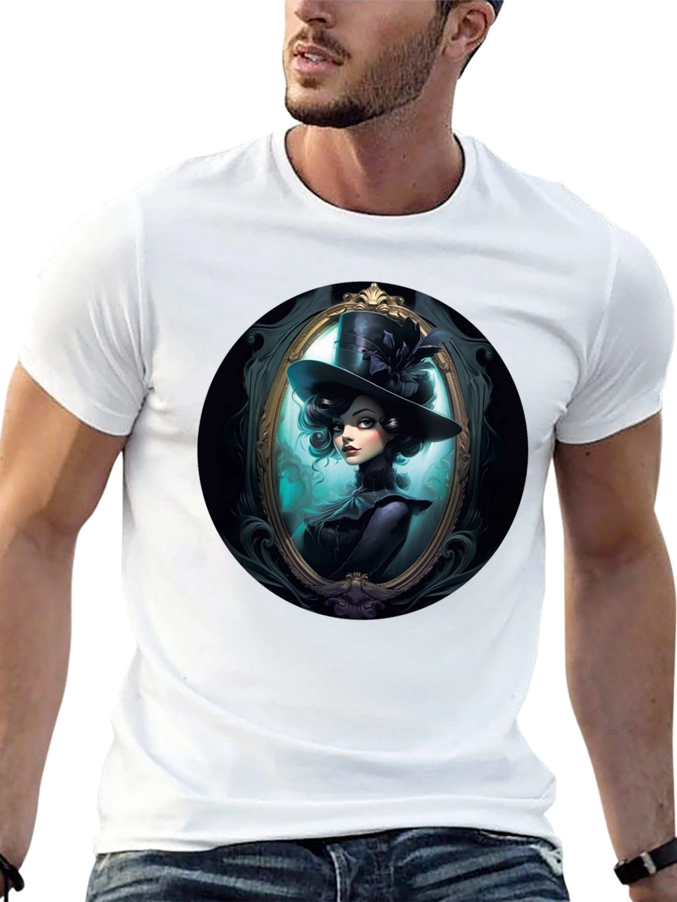 Elegant Victorian Lady T-Shirt - Black