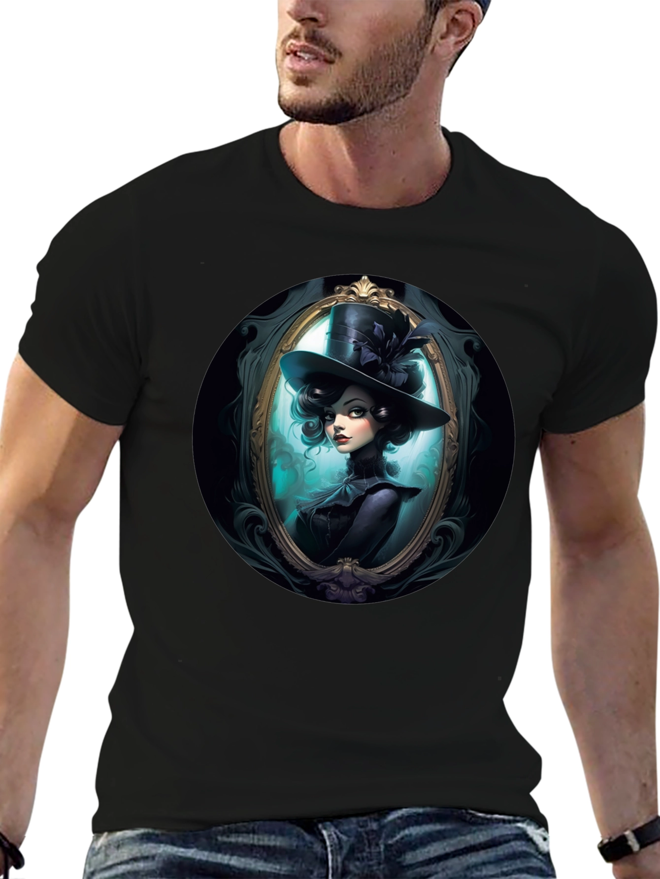 Elegant Victorian Lady T-Shirt - Black