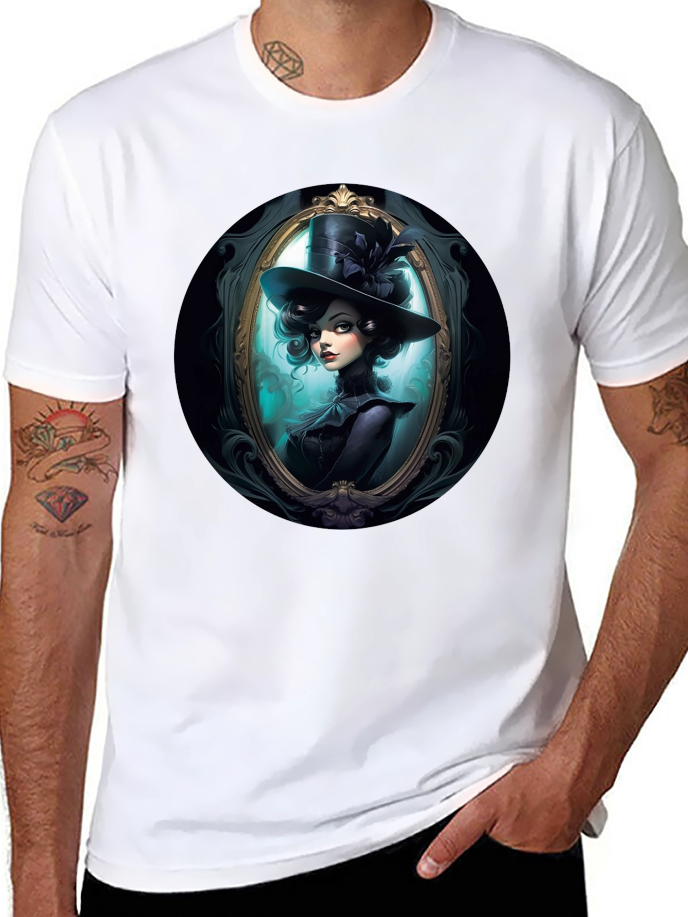 Elegant Victorian Lady T-Shirt - Black