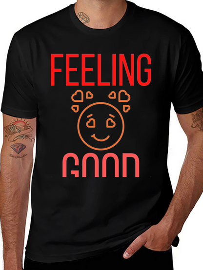 Feeling Good Graphic Tee - Black Cotton Comfort