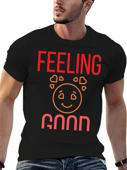 Feeling Good Graphic Tee - Black Cotton Comfort