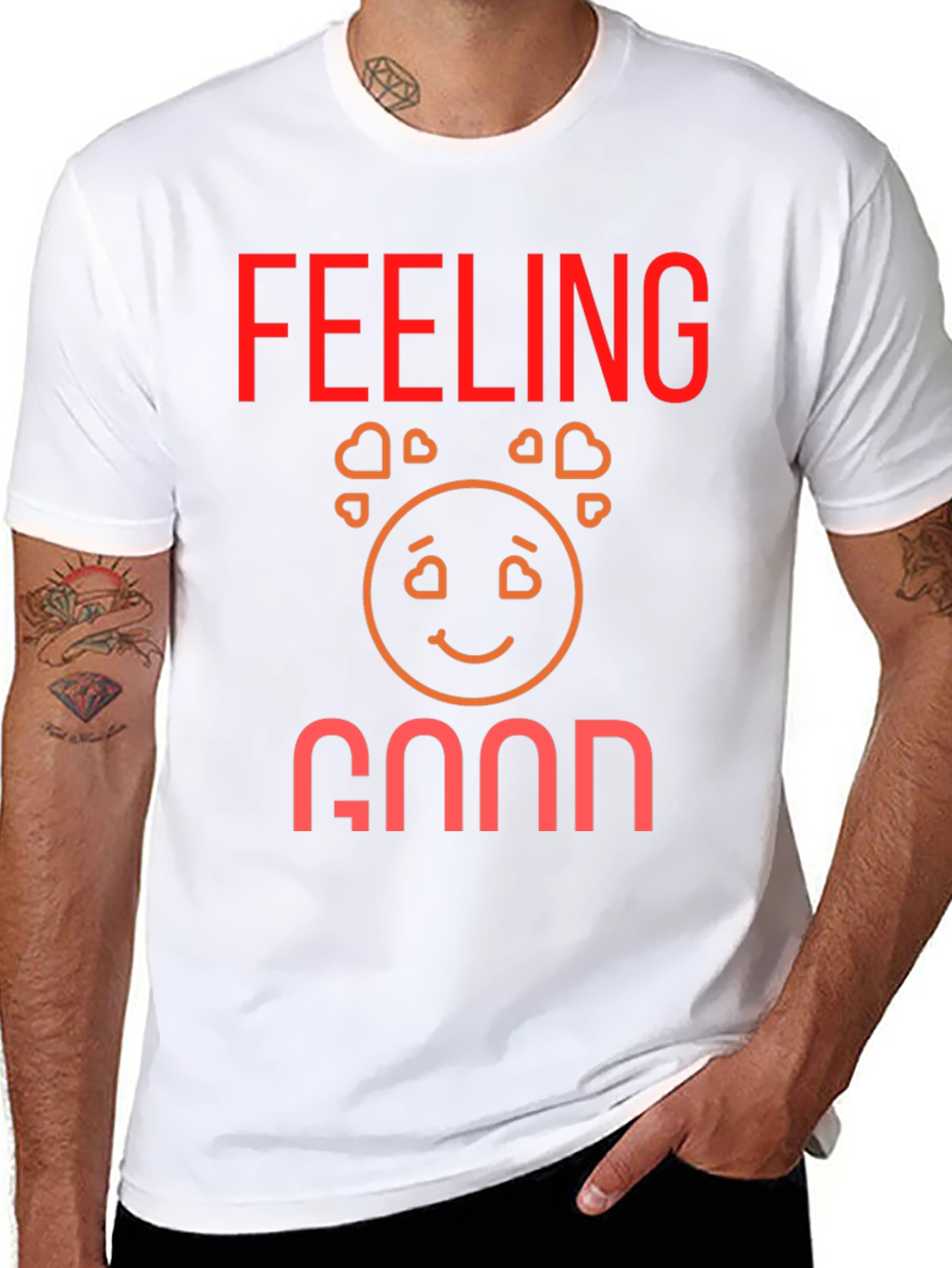Feeling Good Graphic Tee - Black Cotton Comfort