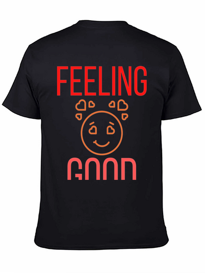 Feeling Good Graphic Tee - Black Cotton Comfort