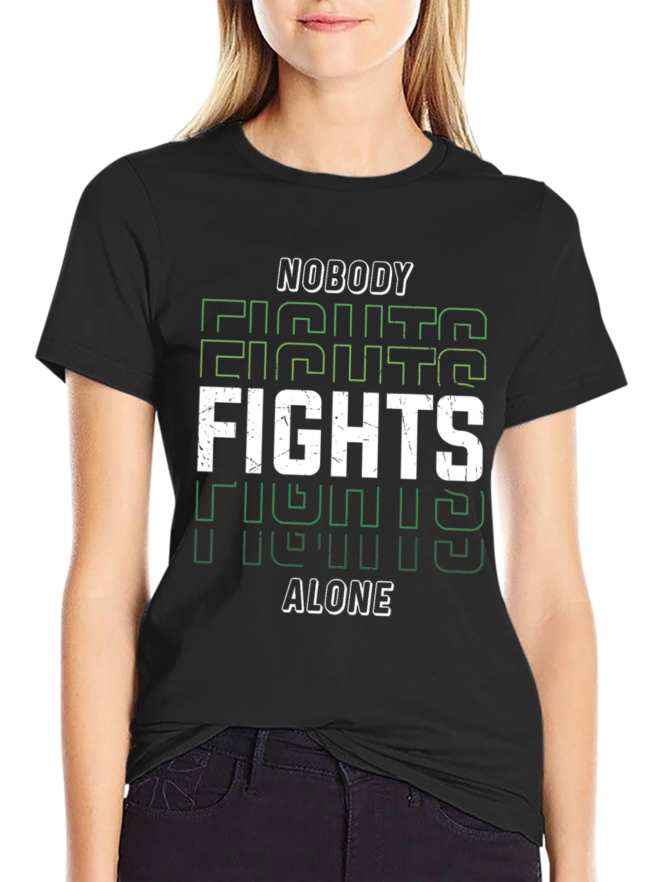 Nobody Fights Alone Graphic Tee - Black