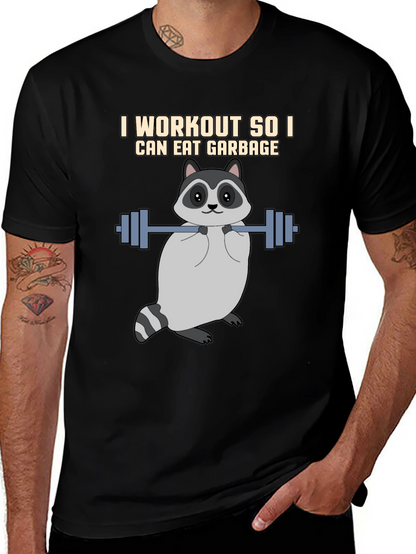 Workout Raccoon Graphic T-Shirt