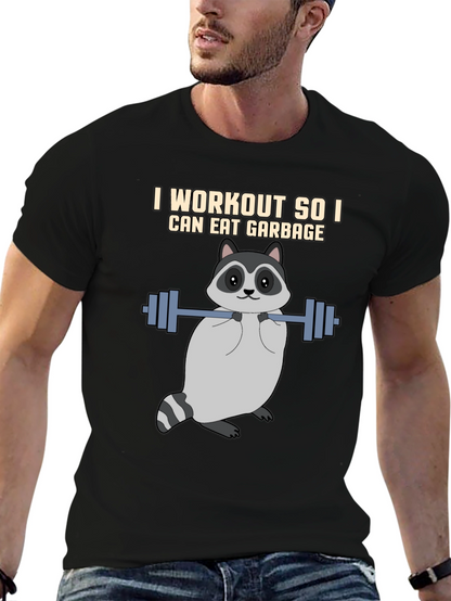 Workout Raccoon Graphic T-Shirt