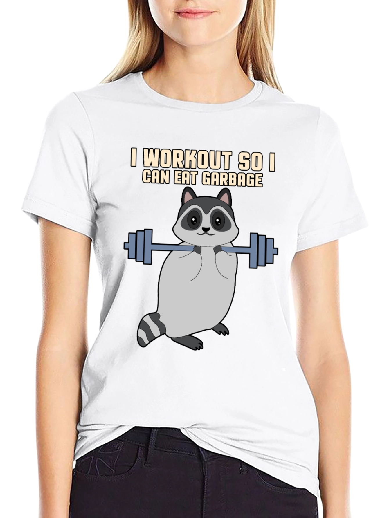 Workout Raccoon Graphic T-Shirt