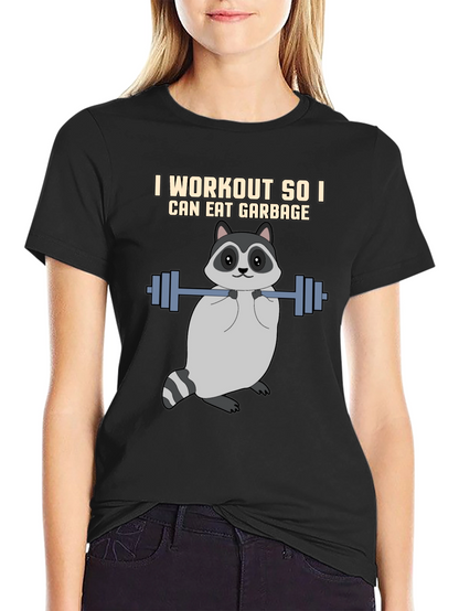 Workout Raccoon Graphic T-Shirt