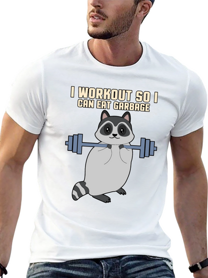 Workout Raccoon Graphic T-Shirt