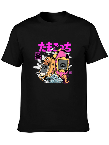 Retro Tamagotchi Graphic T-Shirt - Black