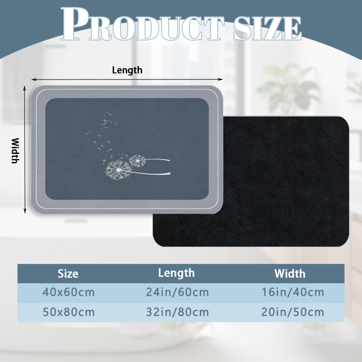 Dandelion Seed Floating Silhouette Diatomite Bath Mat