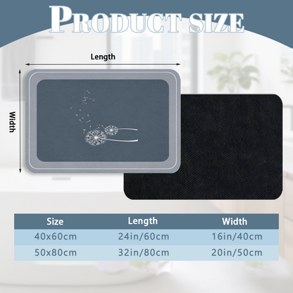 Dandelion Seed Floating Silhouette Diatomite Bath Mat