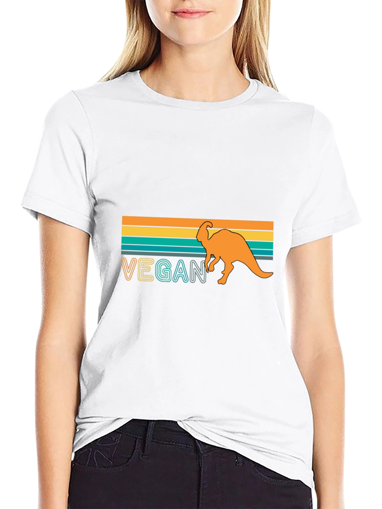Vegan Dinosaur T-Shirt - Retro Design