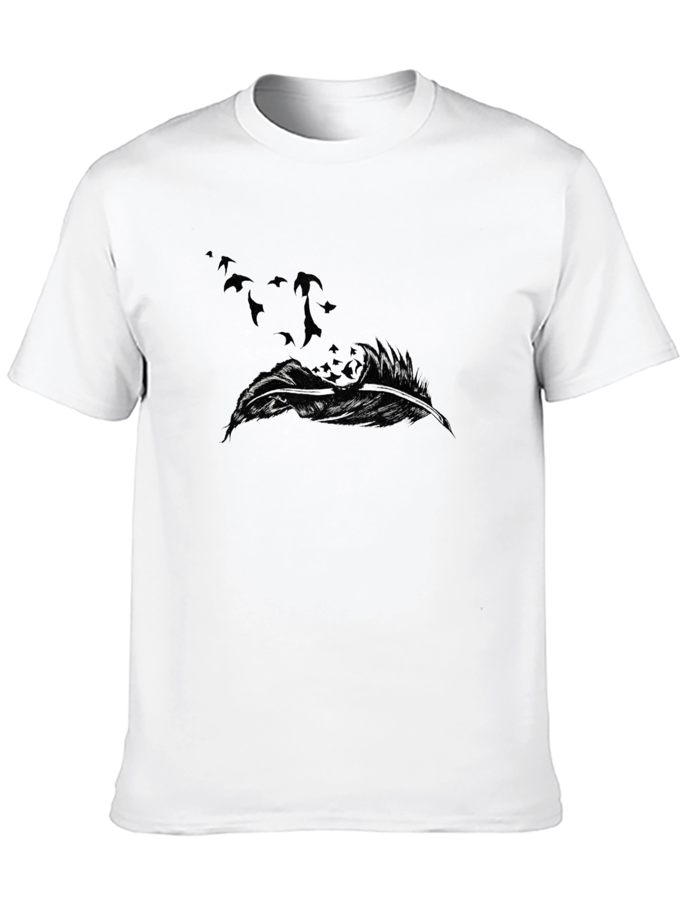 Black Feather Flock Tee - Stylish Graphic Print T-Shirt