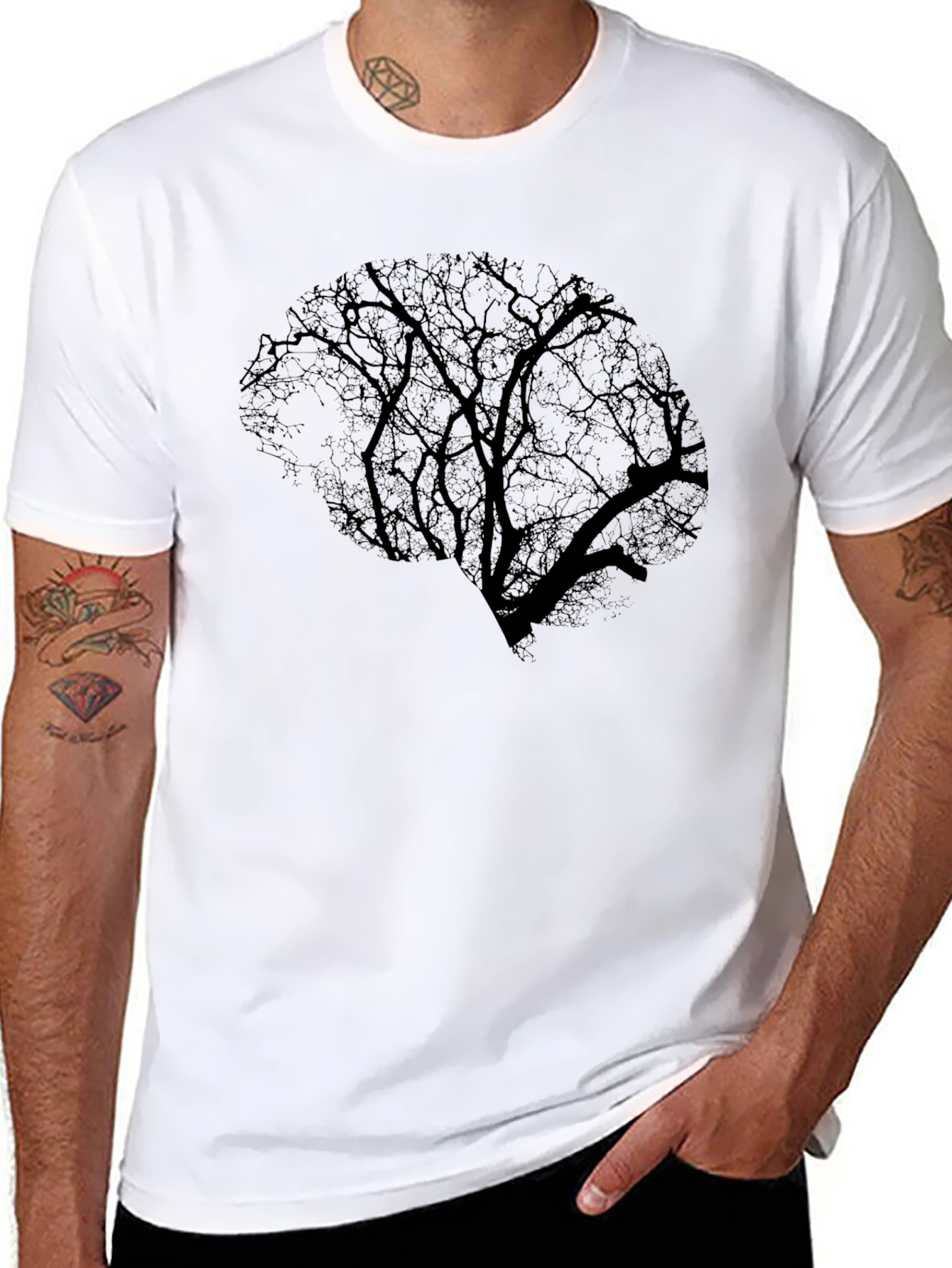 Tree Brain Graphic Tee - Black Cotton Blend