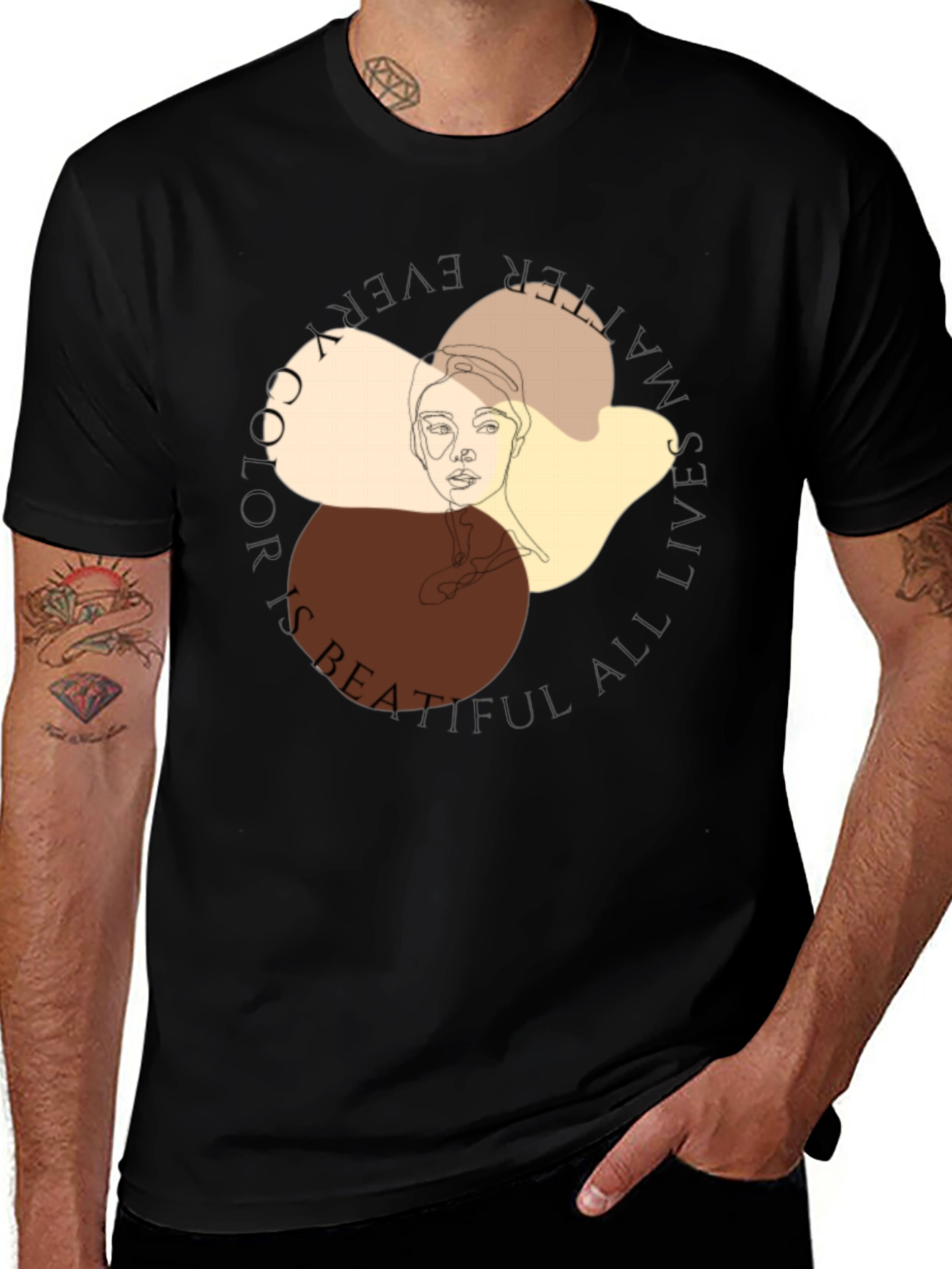 Unique Face Line Art Graphic T-Shirt
