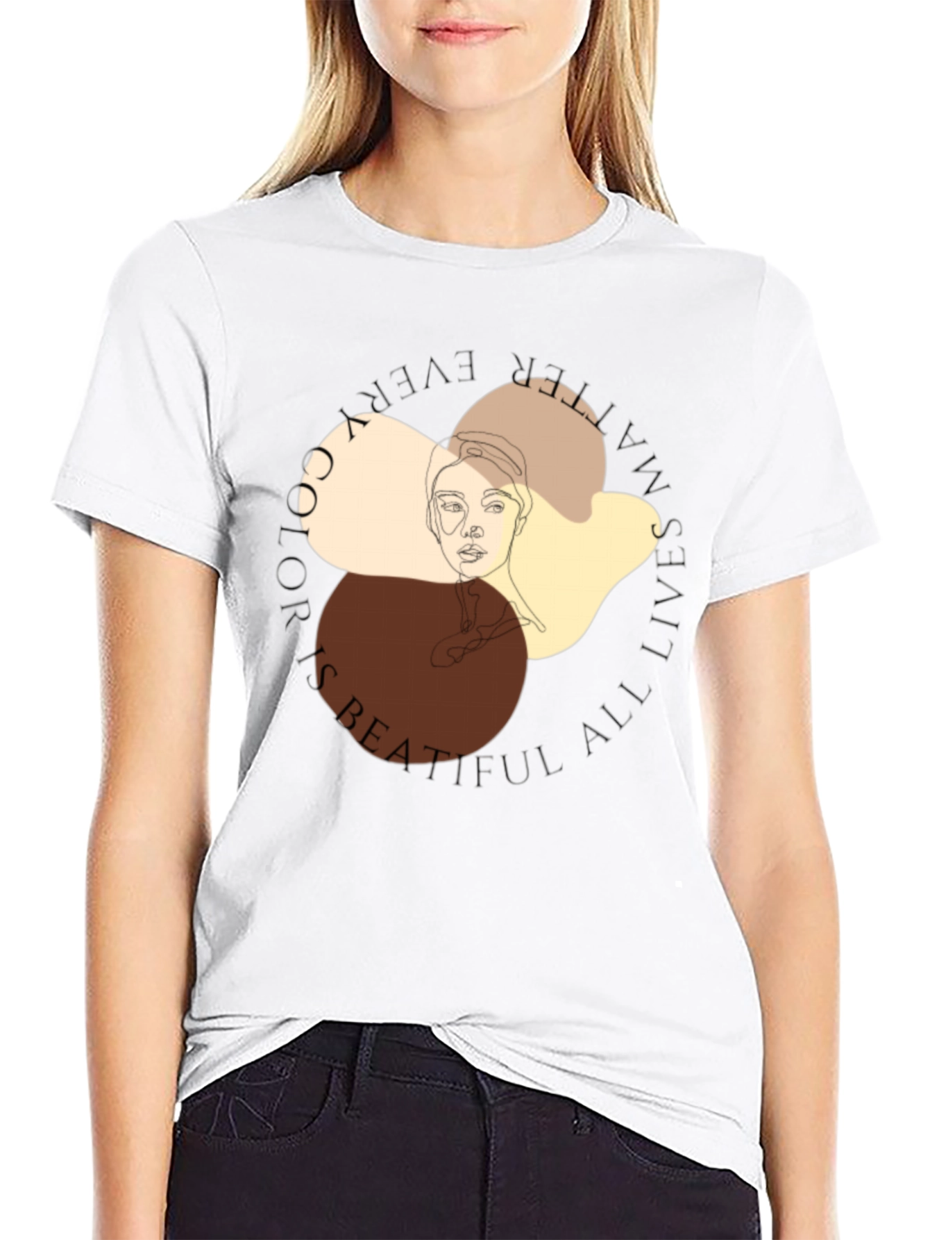 Unique Face Line Art Graphic T-Shirt