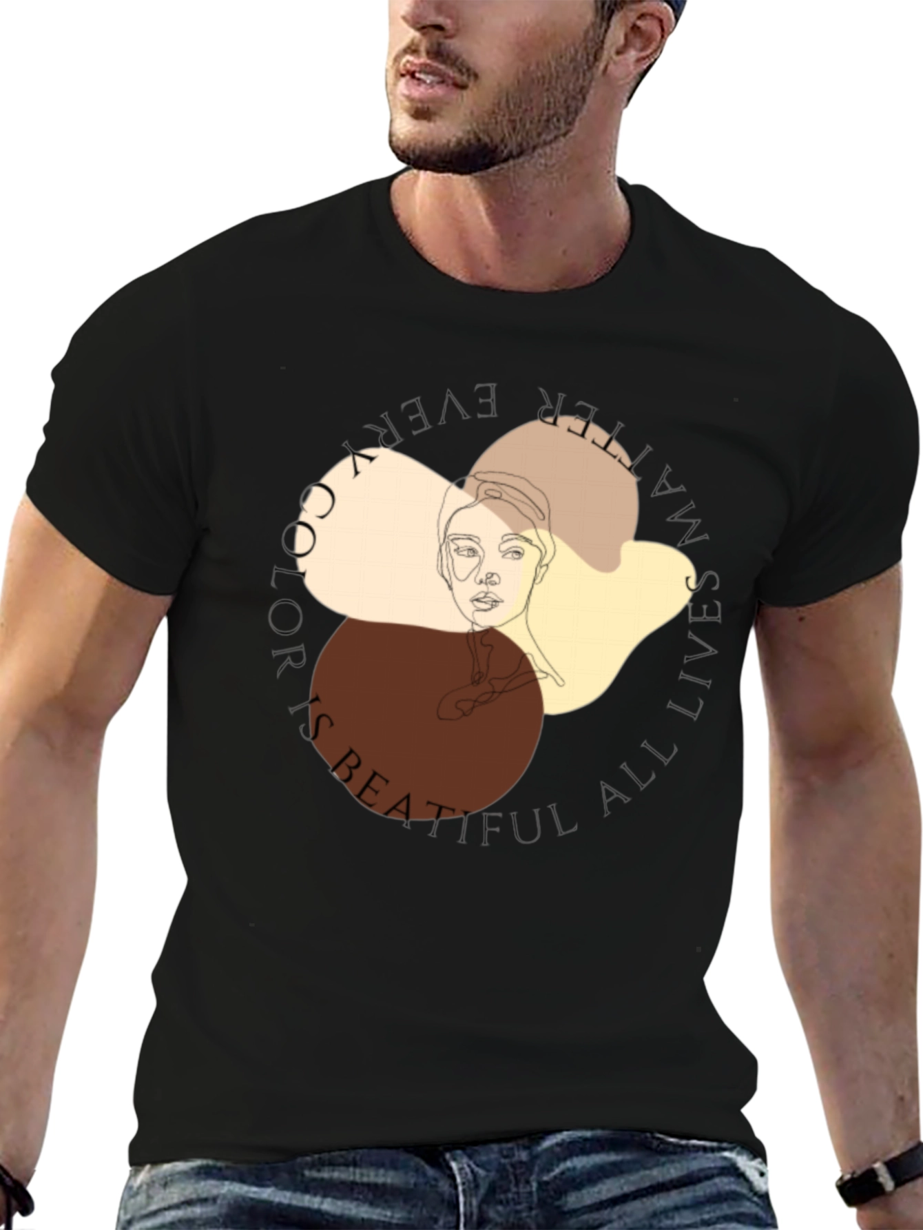 Unique Face Line Art Graphic T-Shirt