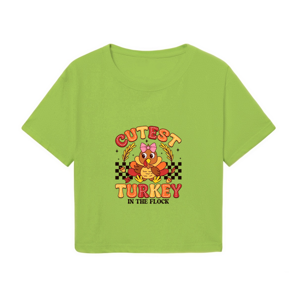 Cutest Turkey In The Flock Fun Thanksgiving Cropped T?Shirt