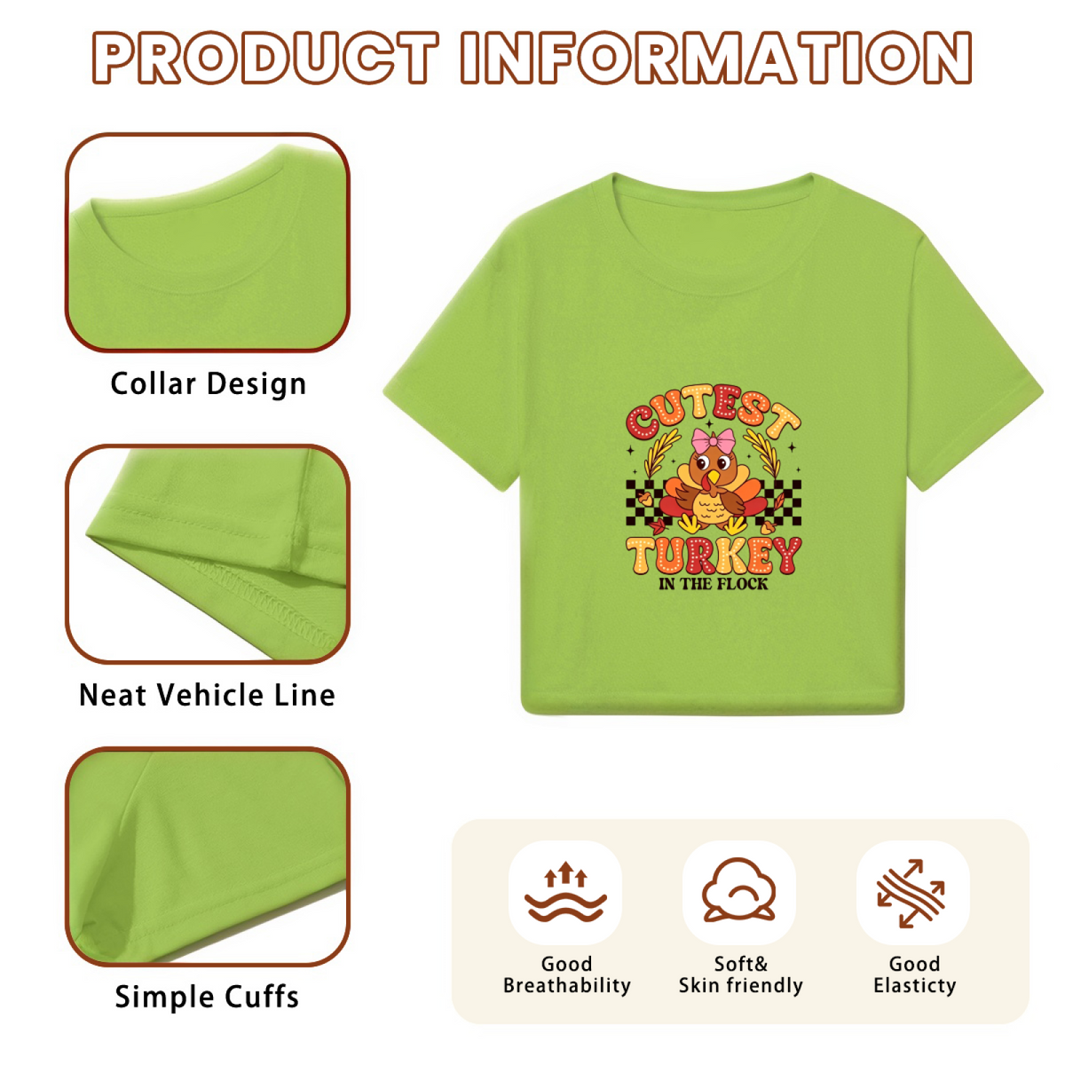 Cutest Turkey In The Flock Fun Thanksgiving Cropped T?Shirt