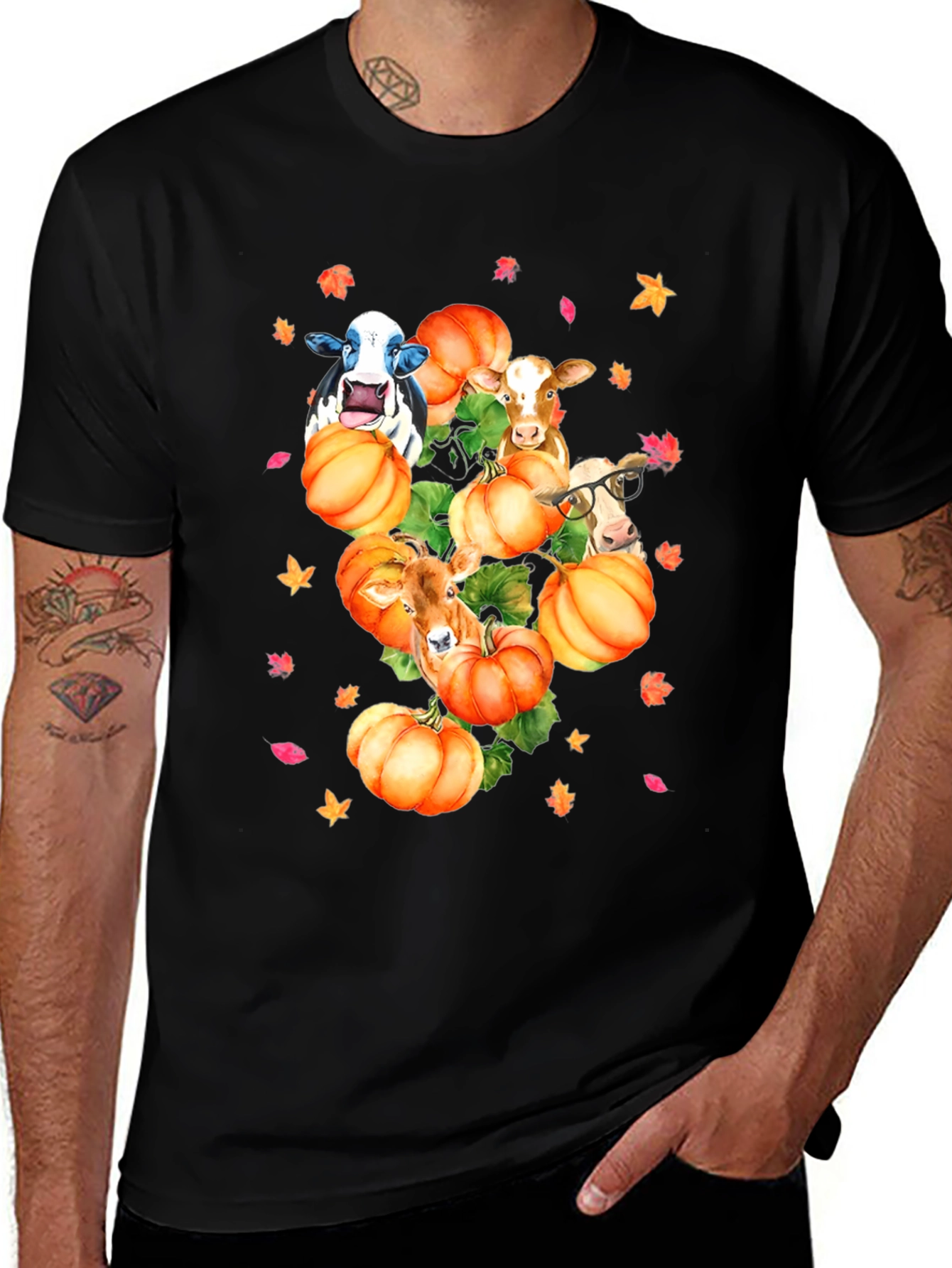 Cows & Pumpkins T-Shirt Fall Harvest Tee