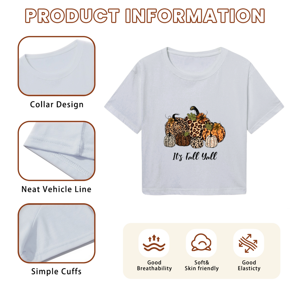 It's Fall Y'all Leopard Print Pumpkin Autumn Season Crop Top