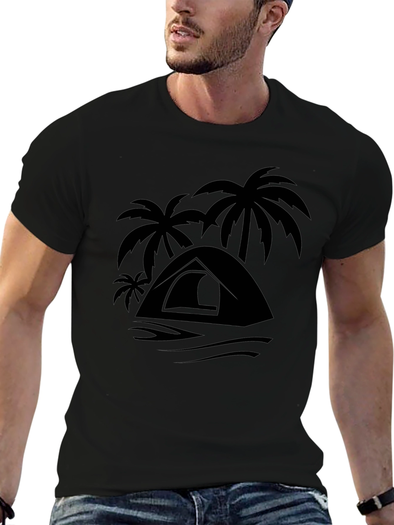 Palm Tent Black Tee - Adventure Ready!