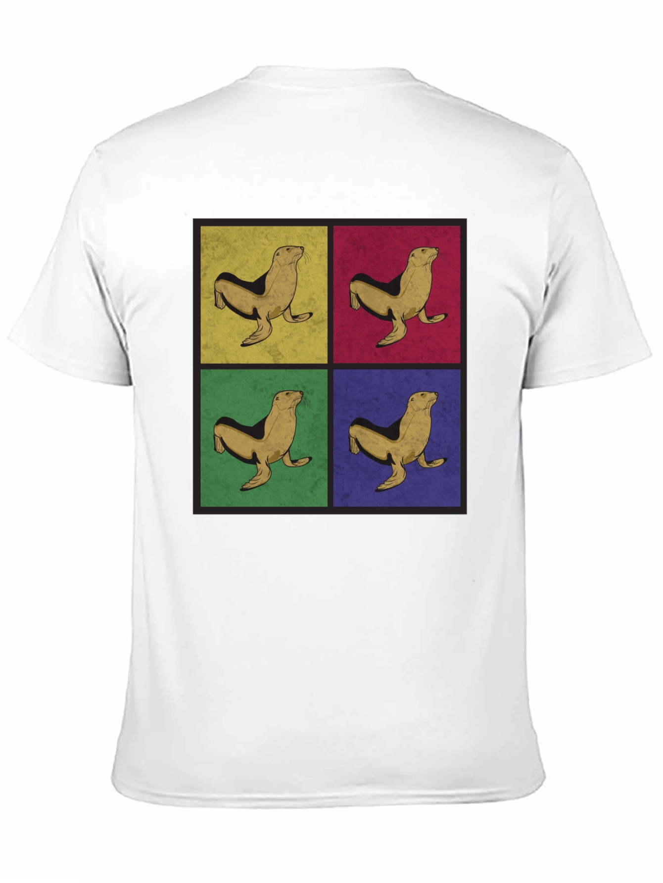 Retro Seal Pop Art Graphic Tee - Black